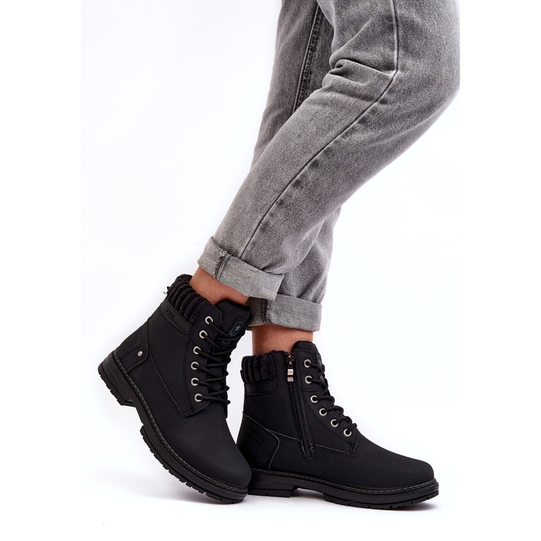 News Női bőr szigetelt trapperek fekete 3