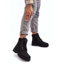 News Női bőr szigetelt trapperek fekete 4