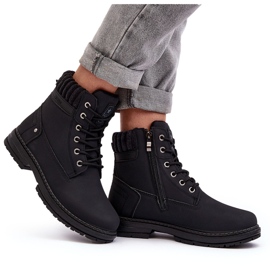 News Női bőr szigetelt trapperek fekete 7