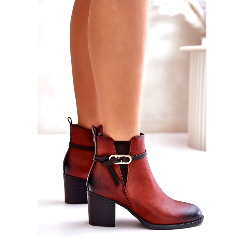 Jezzi Női magassarkú csizma, hőszigetelt, pántos, barna Zinithia 4