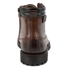 Olivier Férfi téli cipő, bőr bokacsizma 754, sötétbarna 1