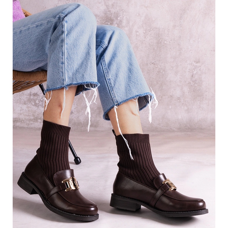 Barna bokacsizma szövet felsőrésszel 1