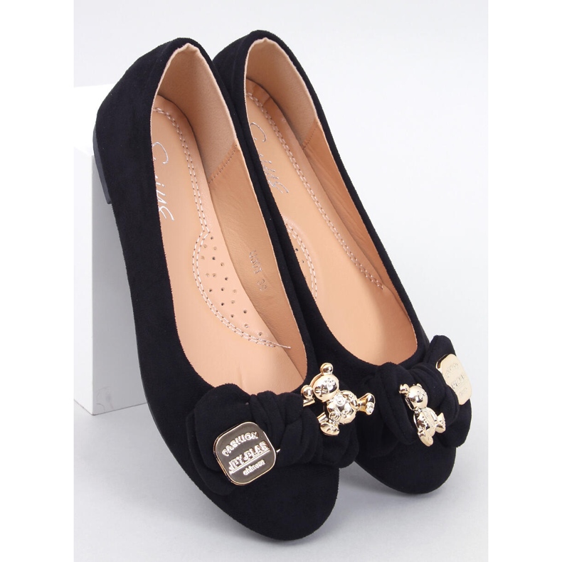 Suede Ballerinas fekete mackóval 1