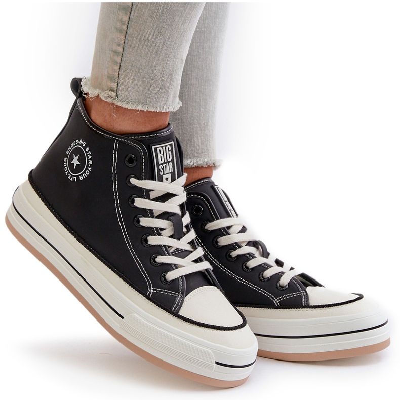 Szigetelt női cipők Eco bőr platformon Big Star OO274062 fekete 5