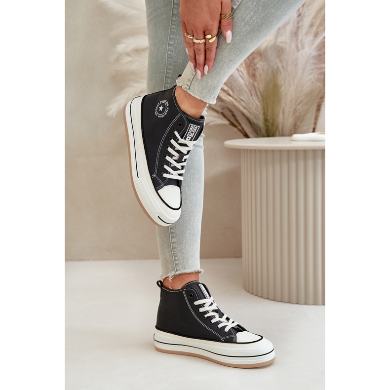 Szigetelt női cipők Eco bőr platformon Big Star OO274062 fekete 4