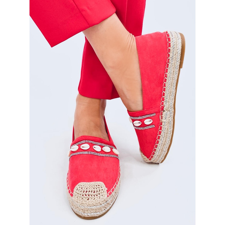 Női espadrilles kagylókkal és cirkonokkal narancssárga 1 Női espadrilles kagylókkal és cirkonokkal narancssárga 1
