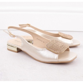 Elegáns női szandál arany cirkon díszítéssel Potocki WS43314 aranysárga 1