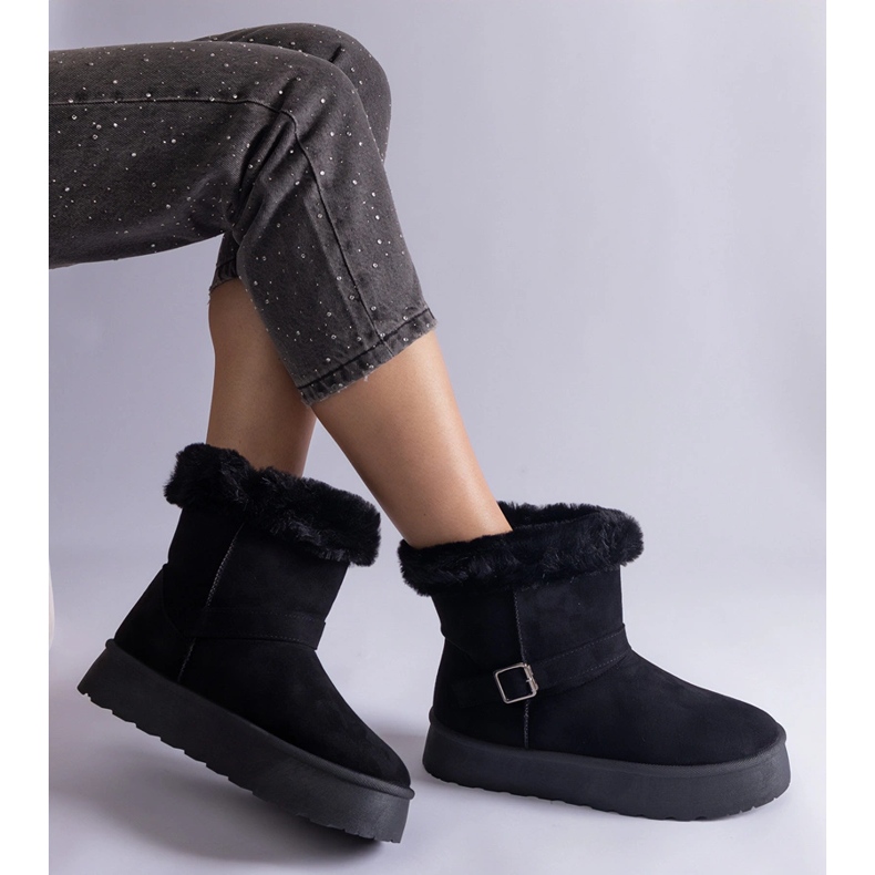 Inna Fekete hőszigetelt hócsizma szőrmével díszítve 2