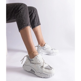 Fehér, csillámos női tornacipő 1