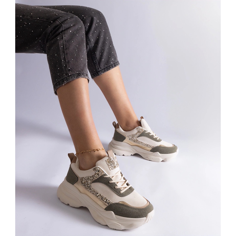 Zöld tornacipő csillogó betétekkel 1