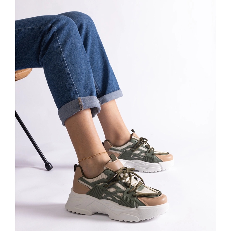 Női zöld és bézs színű tornacipő 1