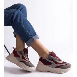 Bordó és szürke színű női tornacipő piros 1