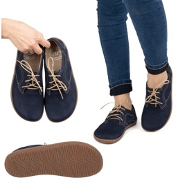 Olivier Női mezítláb minimalista bőr cipő 1082 Navy Nubuk kék 2
