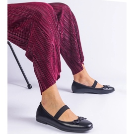 Fekete balettlapos gumiszalaggal és dekoratív masnival 1