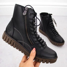 Női rieker bőr csizma y3410-00 fekete 1