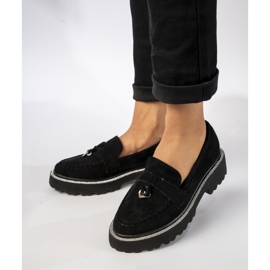 Női fekete velúr cipők cirkonokkal 1