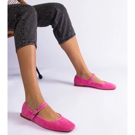 Sötét rózsaszín balerinák csatával és négyzet alakú lábujjjal 1