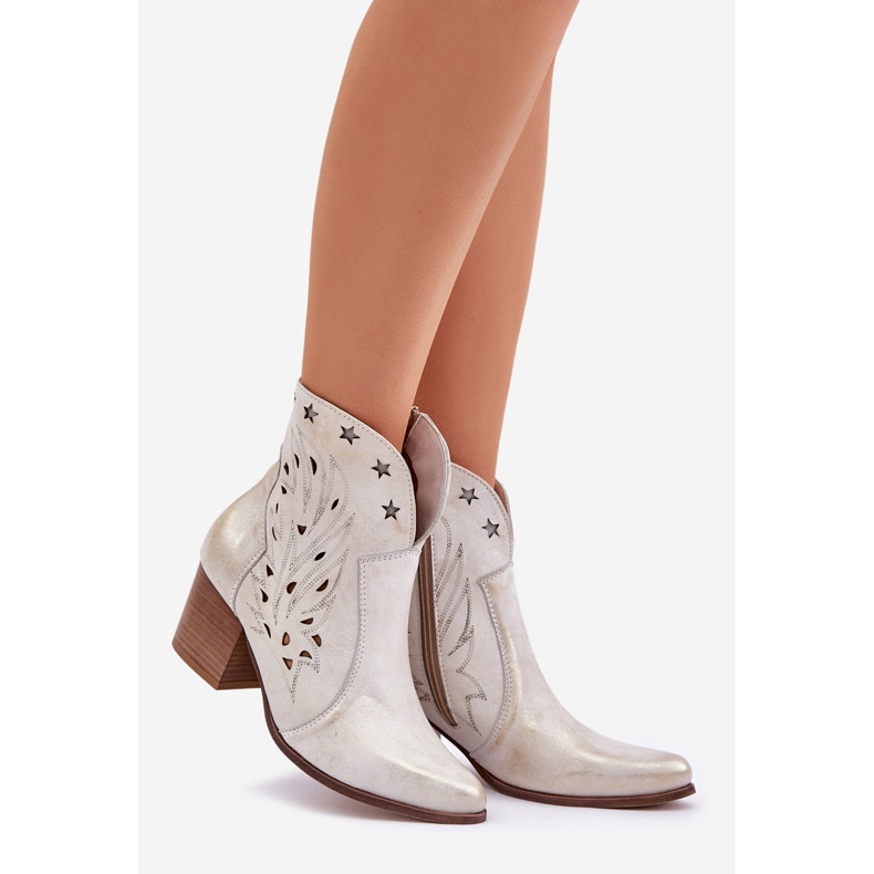 Lewski Shoes Nyílt bőrű cowboy csizma a Lewski Post 3613 Zloty törölte aranysárga 1