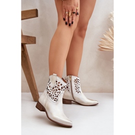 ZAZOO 3404 OpenSwork Boots alacsony, kekszett bőrből törölt aranysárga 2