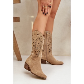 Suede Boots OpenWork Upper Zazoo 3609 bézs 2