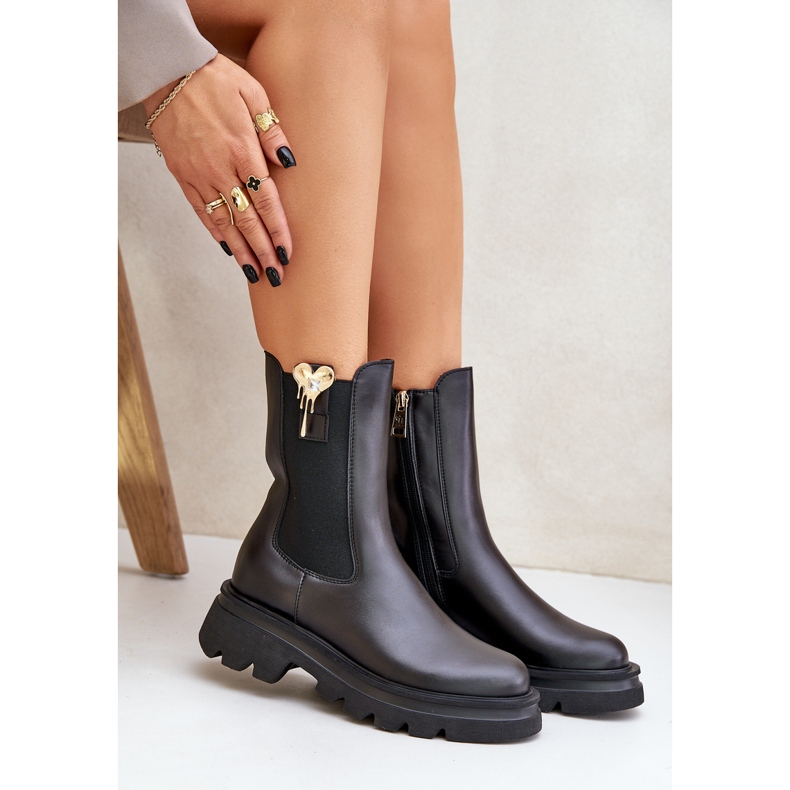 Chelsea bőr csizma CheBello 4537 fekete díszítéssel 2