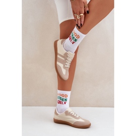 Alacsony női cipők öko bőr bézssel 2