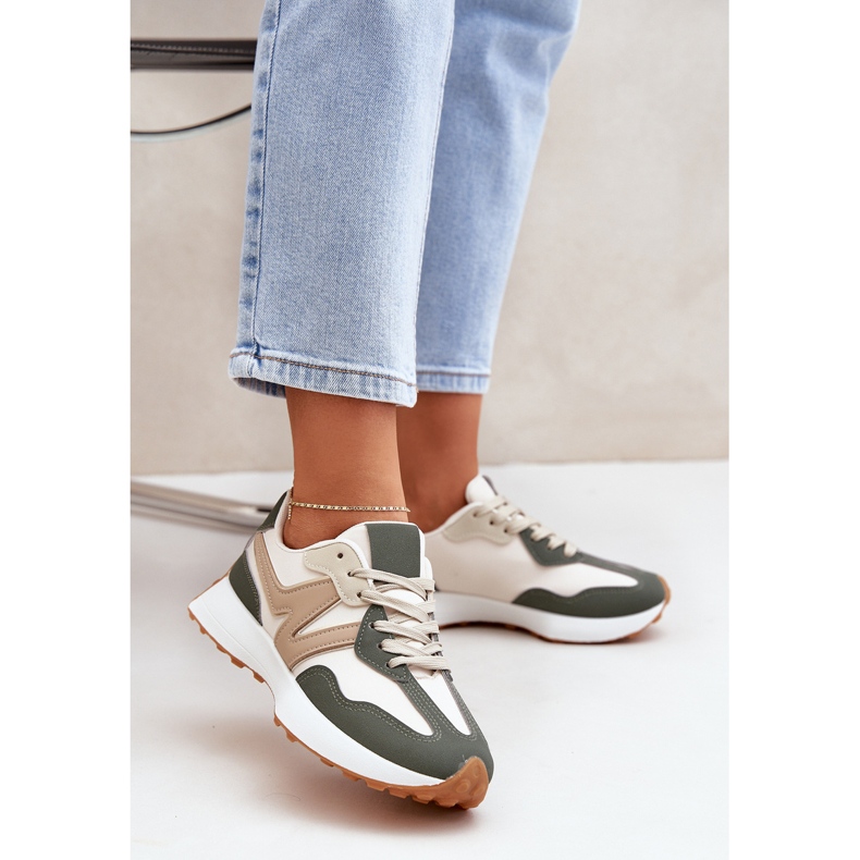 Bézs-zöld női cipők sportcipő 2