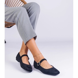 Fekete balerinák övvel és négyzet alakú orr 2