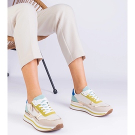 Zöld sport cipők a platformon arany beillesztéssel 1