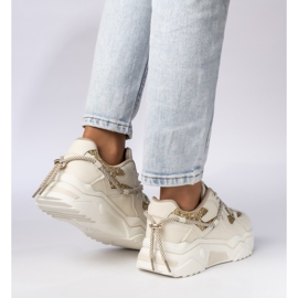 Női sport cipők bézs-arany 2