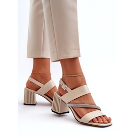 S.Barski Női elegáns szandál a bézs poszton MR38-549 6