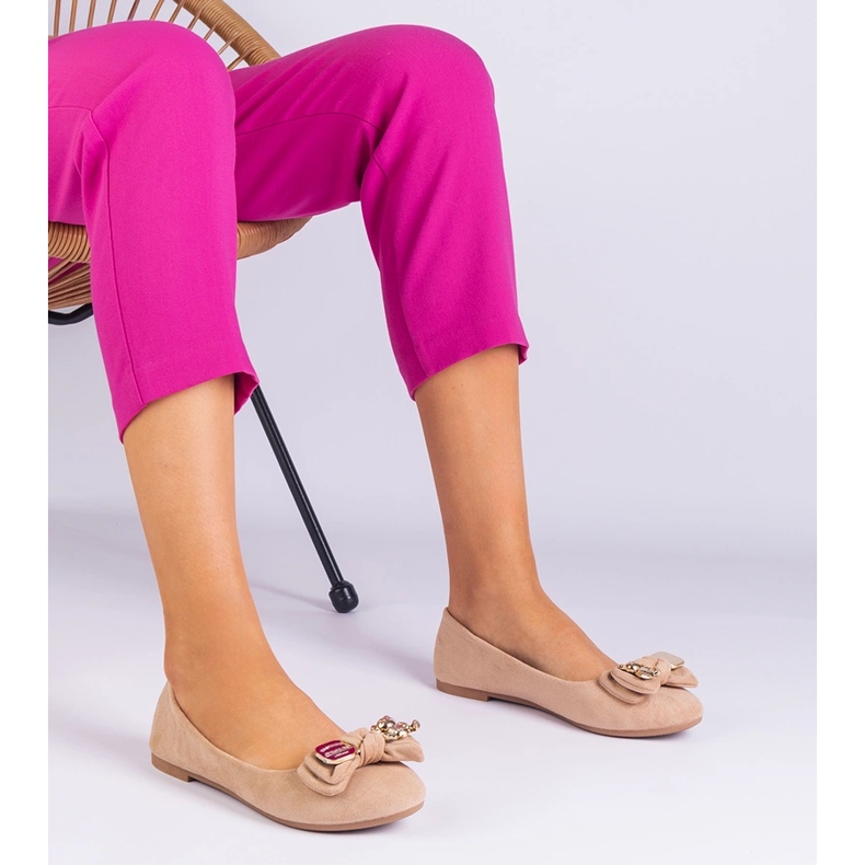 Bézs klasszikus balerinák Masol íjjal 1