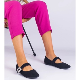 Fekete balerinák díszítve egy csattal, kristályokkal 1