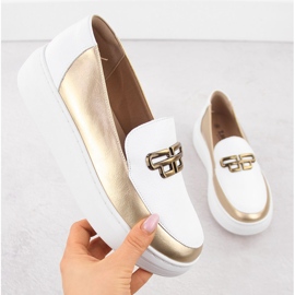 Női bőrcipő a platformon fehérarany T.sokolski W25-499 1