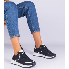 Fekete női cipők arany beillesztéssel 1 Fekete női cipők arany beillesztéssel 1