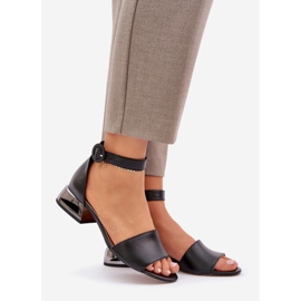 Bőr szandál ezüst sarkú Laura Messi 2143 fekete 2