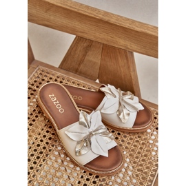 Papucs dekorációval természetes bőr Zazoo 3667 fehér 2