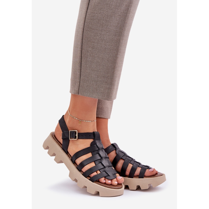 Női bőr szandál zazoo 3695 fekete 1
