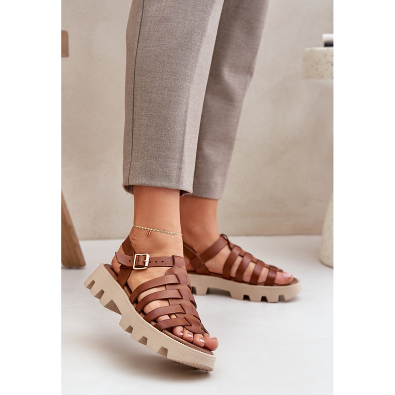 Női bőr szandál Zazoo 3695 teve barna 2