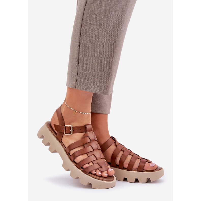 Női bőr szandál Zazoo 3695 teve barna 1