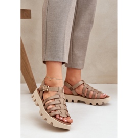 Női bőr szandál Zazoo 3695 bézs 2