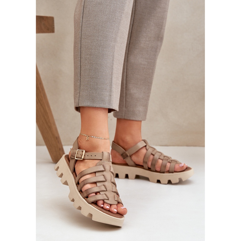 Női bőr szandál Zazoo 3695 bézs 2