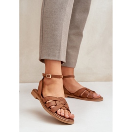 Zazoo 3688 teve lapos futball szandál barna 2