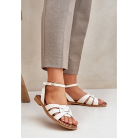 Lewski Shoes Zazoo 3688 ECRU, lapos labdarúgó -szandál fehér 2