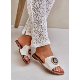 Lewski Shoes Bőr papucs flopok lapos, áhított Lewski 3047/o -golden törlve aranysárga 2