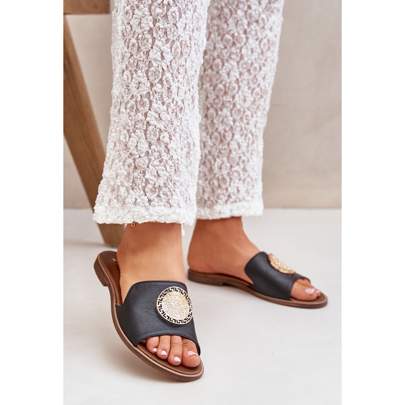 Bőr szárnyak lapos dekorációval Zazoo 3047/o fekete 1