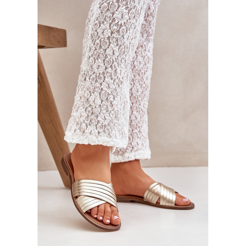 Lewski Shoes Bőr női Lewski cipő 3682 PLN aranysárga 2