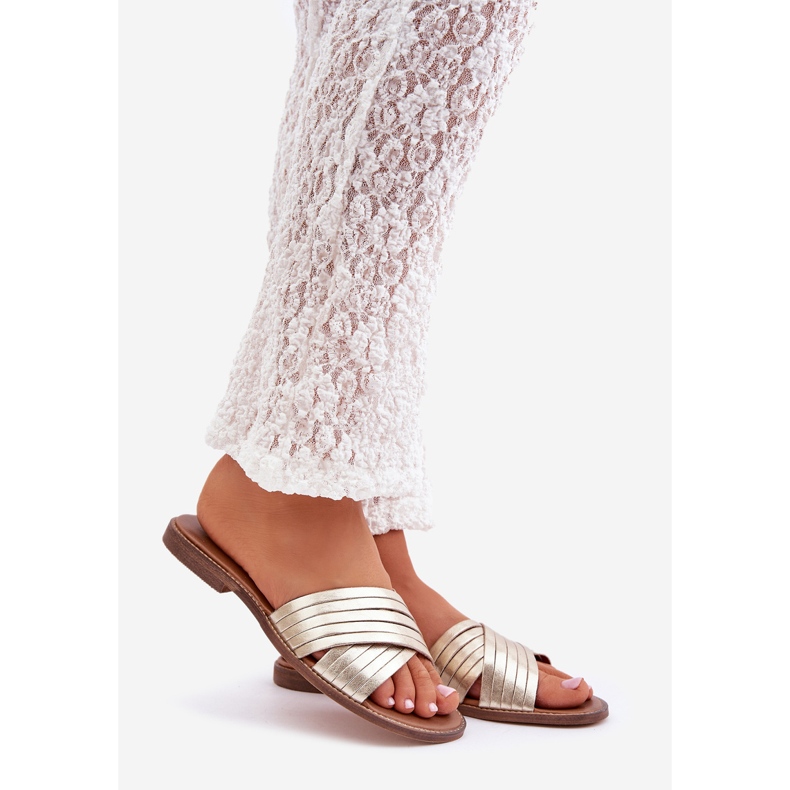 Lewski Shoes Bőr női Lewski cipő 3682 PLN aranysárga 1