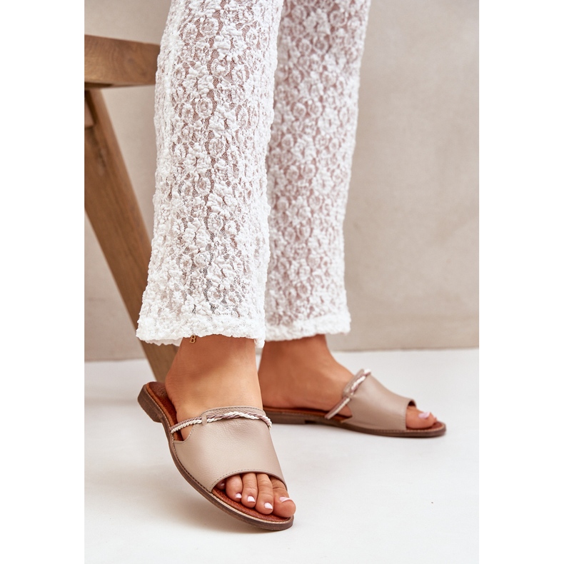 Lewski Shoes Lewski cipő 3047 bőr papucs bézs 2