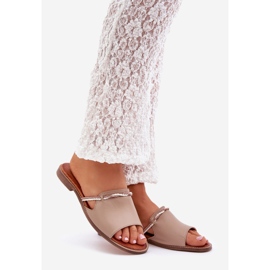 Lewski Shoes Lewski cipő 3047 bőr papucs bézs 1